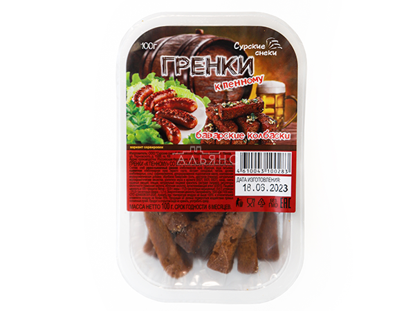 Сурские гренки Баварские колбаски (100 гр) в Санкт-Петербурге