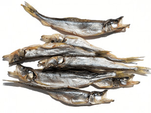 Гренки черные со вкусом красной икры: Корюшка (мелкая) вяленая (Камчатка)